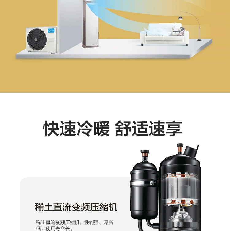 Midea空调柜机 风客 新能效 智能变频冷暖柜式 空调立式 方形客厅空调 2匹 KFR-51LW/N8MFA3