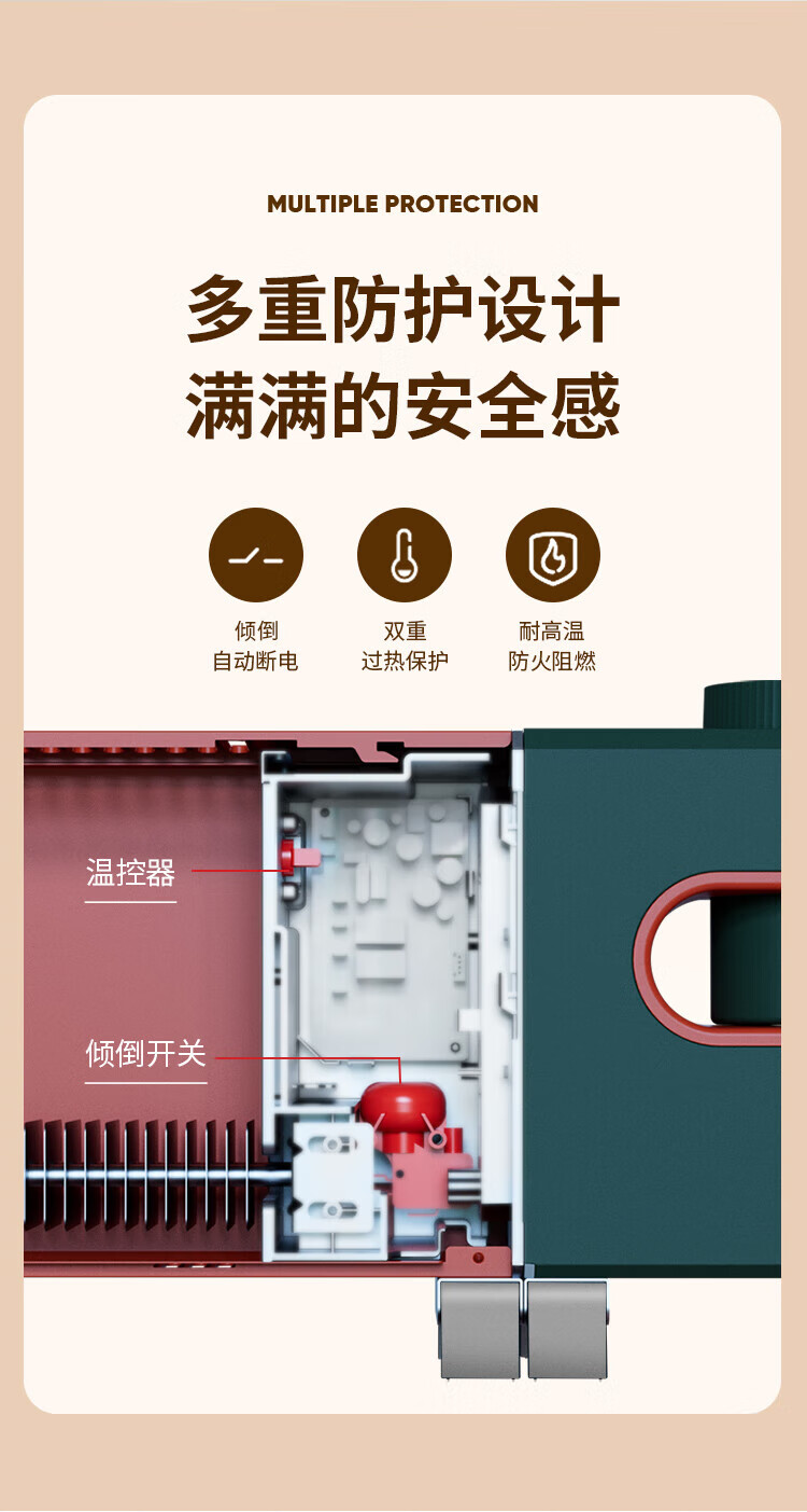 Midea踢脚线取暖器电暖器电暖气家用暖风机石墨烯取暖器浴室热风机【旗舰智能】可拆分加湿 HDW22PD