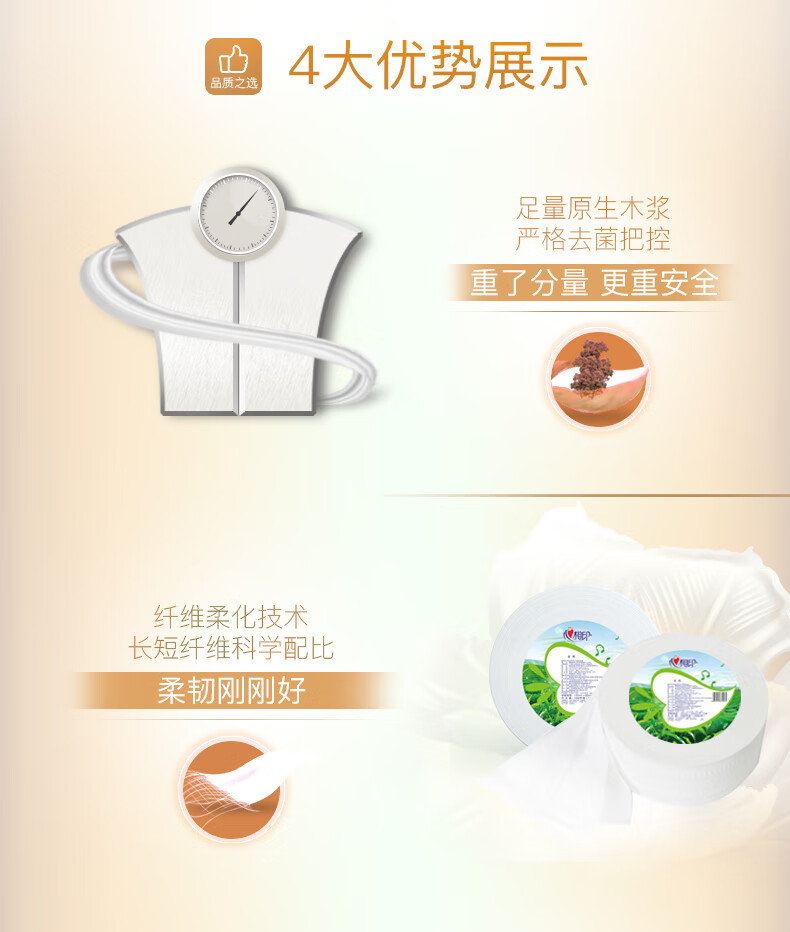 心相印（Mind Act Upon Mind） 大盘纸3层*188米商用大卷12卷整箱