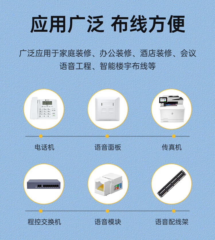 SAMZHE 山泽电话线4芯多股6P4C语音跳线座机延长线连接线成品电话线带水晶头30米DH-4030L