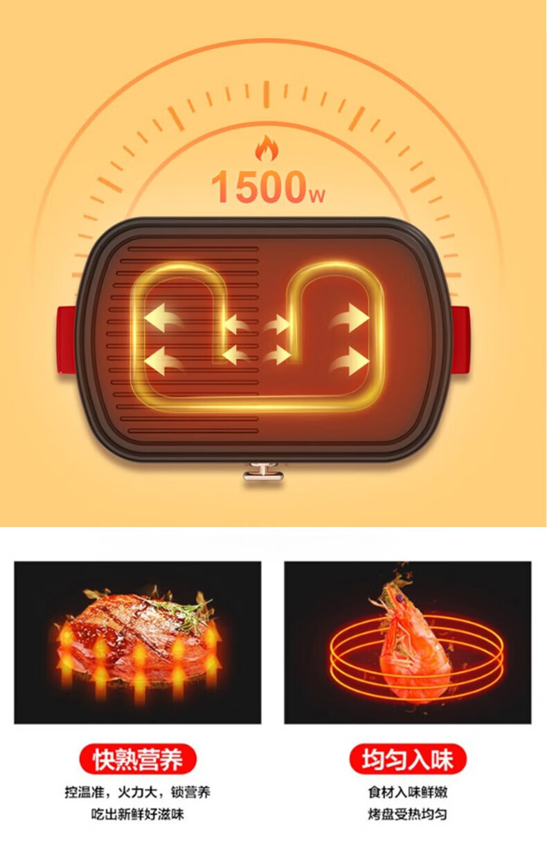 长虹（CHANGHONG）多用途锅 一锅多用4.5L深锅上蒸下煮家用1500W 多功能加热锅 JRG-15K01