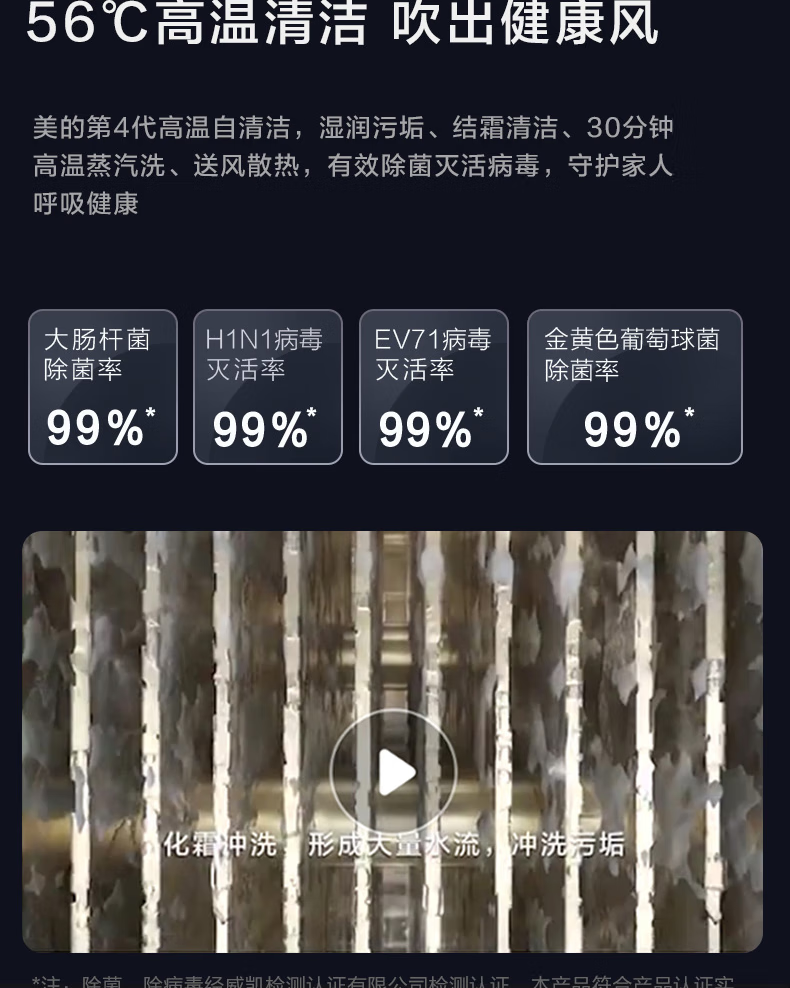 Midea新风空调挂机大1匹/1.5匹 新一级能效智能变频冷暖壁挂式空调卧室 KFR-26GW/N8MKA1A