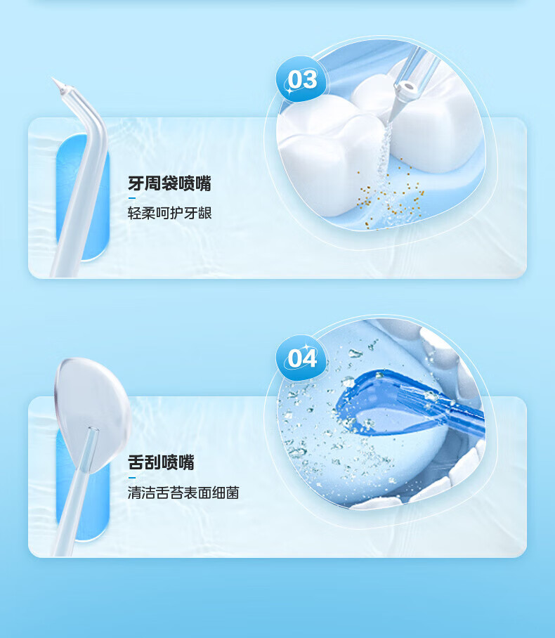 Midea冲牙器洗牙器水牙线预防牙结石家用便携正畸适用 小蓝鲸-蓝 礼物 MC-BJ0102