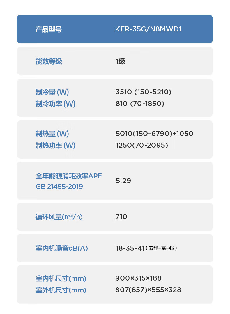 Midea空调挂机 1.5匹 健康无风感 新一级能效智能 变频冷暖自清洁 壁挂式空调 纤白 KFR-35GW/N8MWA1