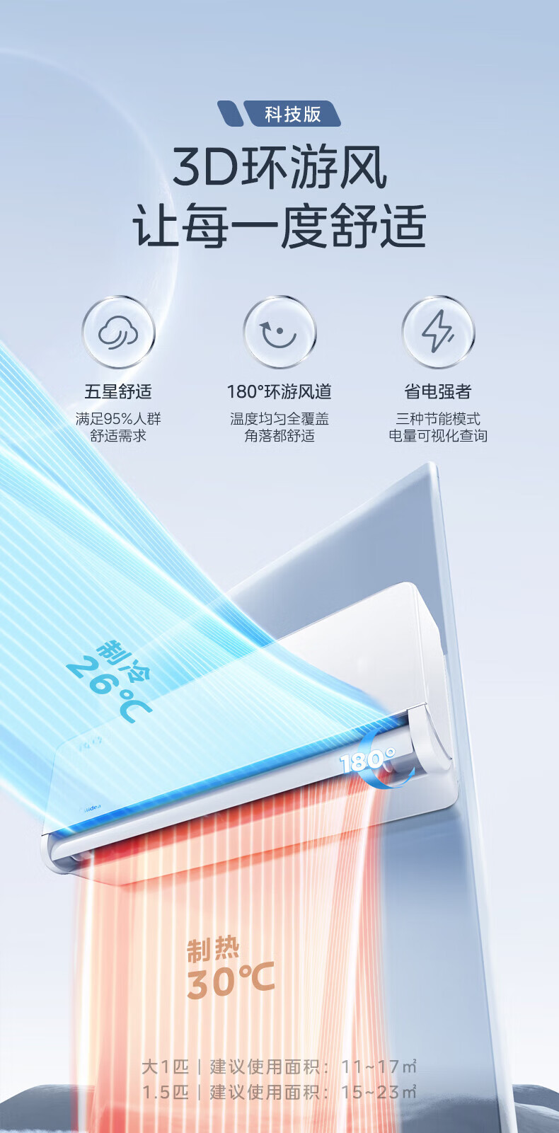 Midea1.5匹 风尊 科技版 新一级能效 变频冷暖 壁挂式空调挂机 京东小家智能家电 KFR-35GW/N8MXC1