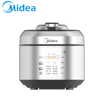 美的（Midea）电压力锅6L不锈钢不粘轻音排气双胆无线智控涡轮防溢 家用汤粥饭开盖煮MY-EYL6040