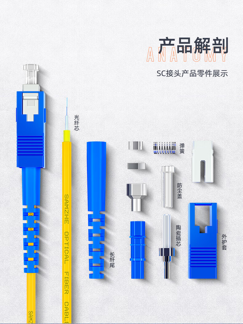 SAMZHE 山泽Φ2.0光纤跳线 SC-FC单模单芯3米XG0-SCFC03