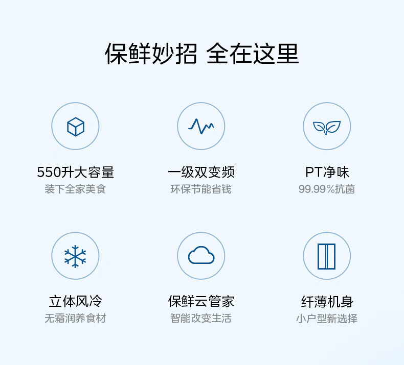 美的（Midea）550升变频一级能效对开双开门超薄家用电冰箱嵌入大容量无霜净味BCD-550WKPZM(E）