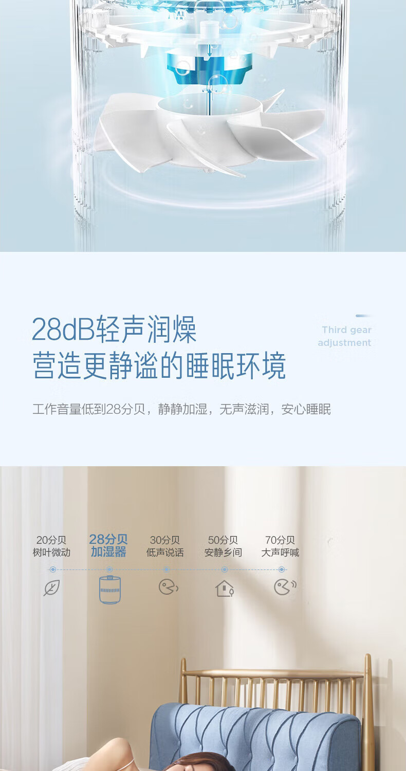 Midea暖阳系列无雾加湿器卧室家用办公室桌面空气加湿防霉杀菌纯净冷蒸发式母婴适用粉色SZ-1E25