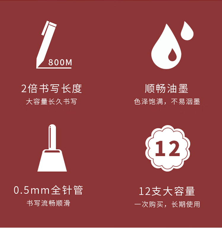 得力（deli）大容量全针管中性笔签字笔 笔芯笔身一体化0.5mm蓝色12支/盒 A116 3盒装