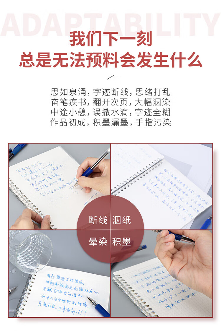 得力（deli）大容量全针管中性笔签字笔 笔芯笔身一体化0.5mm蓝色12支/盒 A116 3盒装