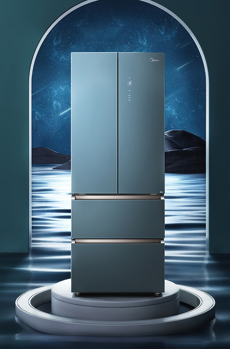 美的（Midea）437升法式多门冰箱 19分钟急速净味除菌 风冷无霜电脑控温一级能效 玻璃面板 BCD-437WFGPZM(E)