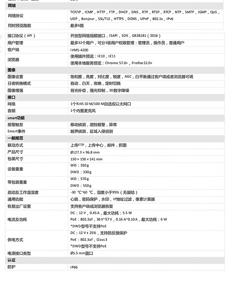 海康威视 HIKVISION 监控器摄像头家用600万超高清红外也是电户外防水拾音手机远程安防设备3366WDV3-I 4mm