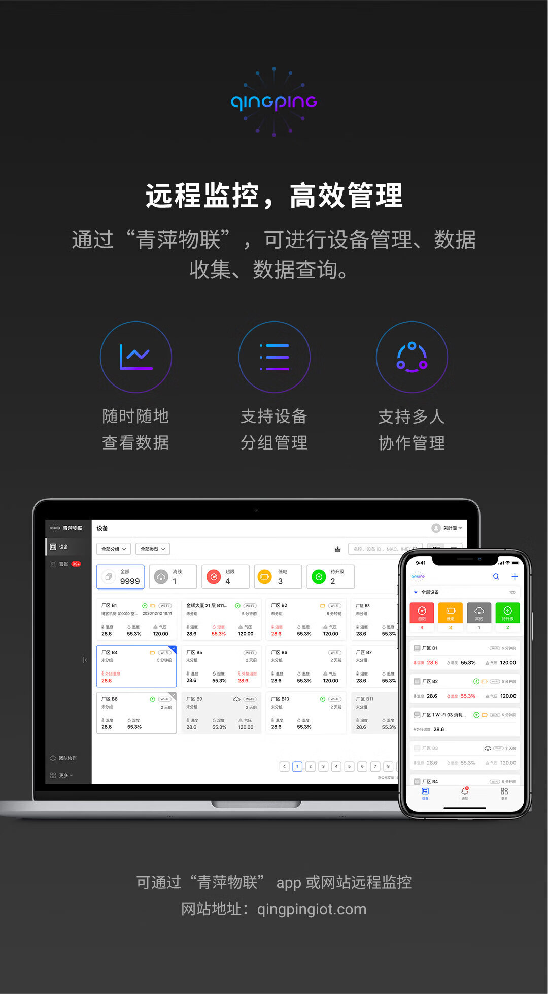 青萍（Qingping）商用电子温湿度计 工业高精度无线记录仪 智能远程报警 S Wi-Fi版（低温气压版）
