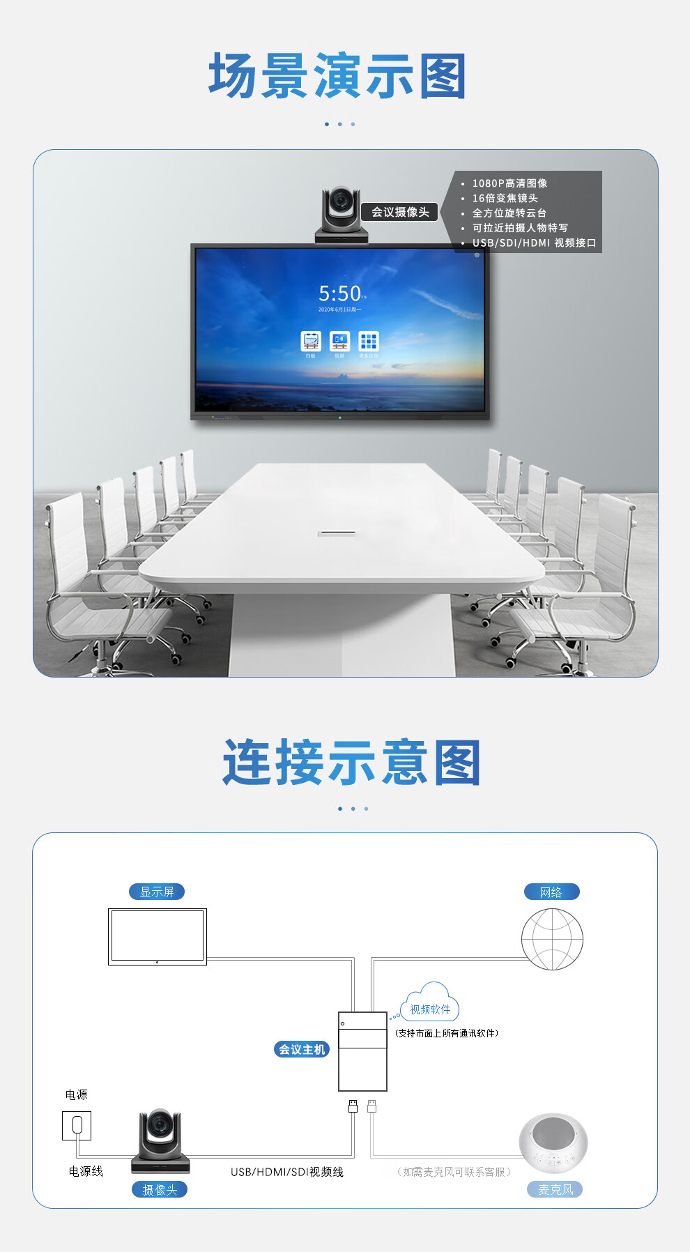 易视讯 高清视频会议摄像头YSX-350L 16倍变焦特写+大广角/HDMI，USB，LAN录直播网课教育医学会议设备机