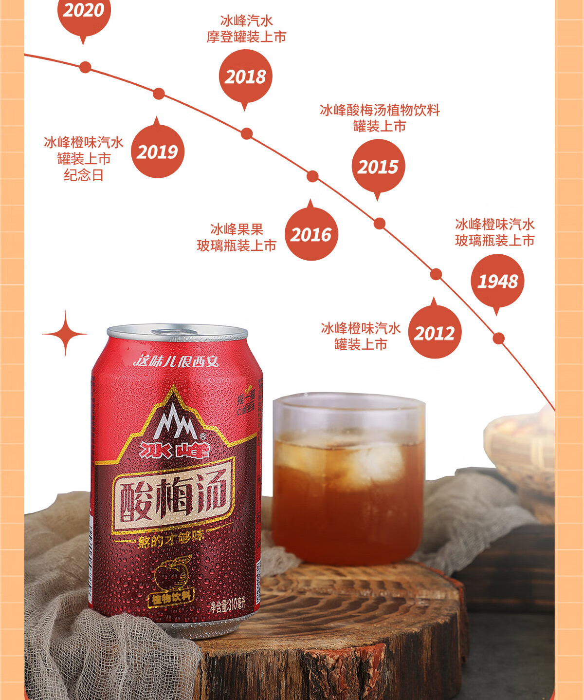 冰峰 夏季消暑饮品酸梅汤310ml*24罐 新老包装随机
