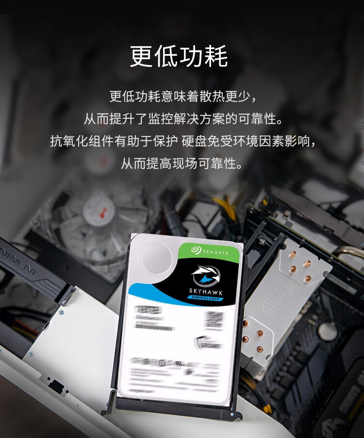希捷(SEAGATE)监控硬盘10TB 256MB 7200转 SATA 垂直 机械 PMR CMR酷鹰AI ST10000VE001