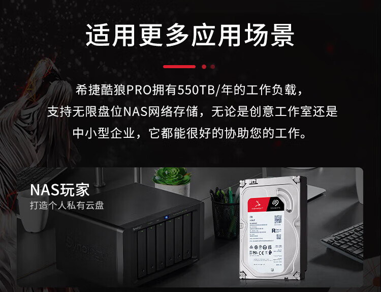 希捷(SEAGATE)NAS硬盘 12TB 256MB 7200转 CMR垂直 网络存储 SATA 数据恢复服务酷狼PRO ST12000NT001