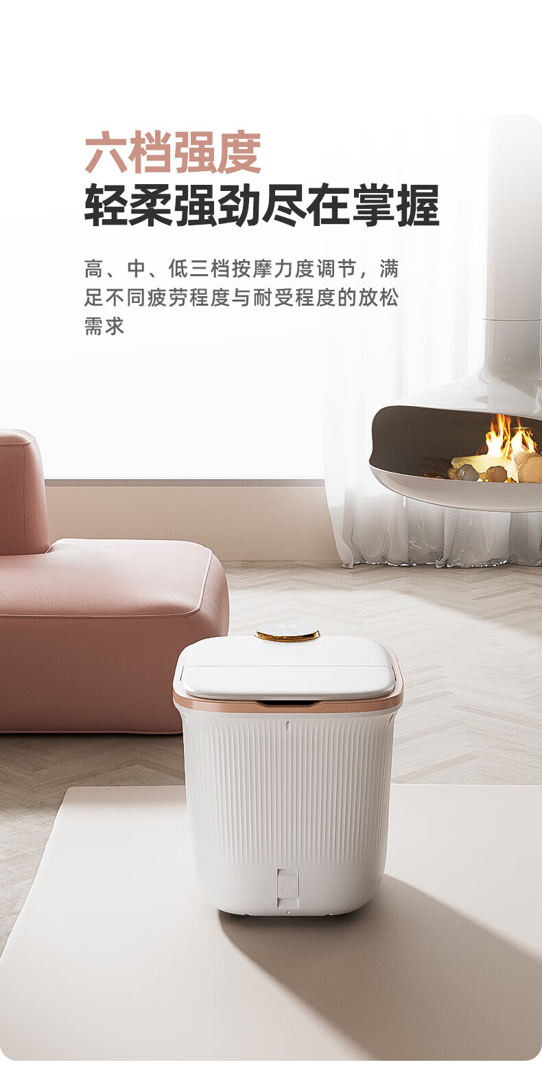 凯诗捷（KASJ）泡脚桶足浴盆全自动气囊按摩洗脚盆电动加热泡脚盆洗脚桶 K3 流光粉
