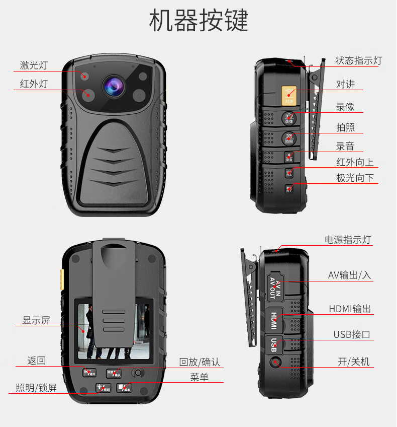 执法专家DSJ-V6 执法记录仪高清红外夜视1080P现场记录仪 官方标配128G