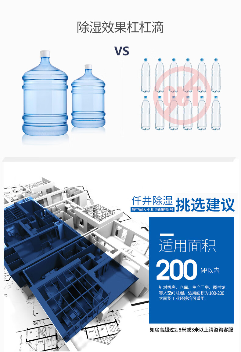 仟井（THKOM）TH-100CSH除湿机抽湿机除湿器 车间工厂仓库地下室除潮除湿器吸湿去湿干燥机 白色