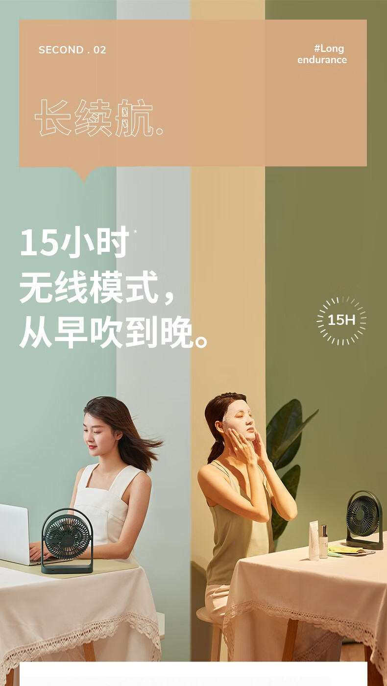 几素电风扇桌面办公室台式学生宿舍床头睡眠扇桌上usb风扇 轻奢绿-插线款 消音睡眠款+8米劲风