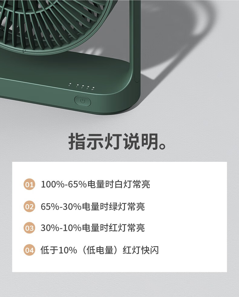 几素电风扇桌面办公室台式学生宿舍床头睡眠扇桌上usb风扇 轻奢绿-插线款 消音睡眠款+8米劲风