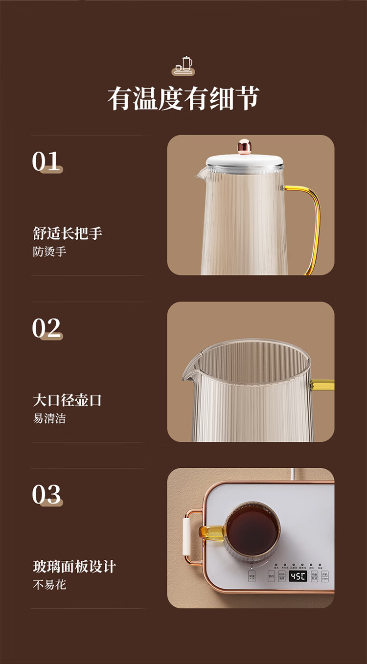 生活元素（LIFE ELEMENT）多功能养生壶D65-H01 白色煮茶壶煎药壶1.2L容量 电茶壶玻璃烧水壶智能电热水壶
