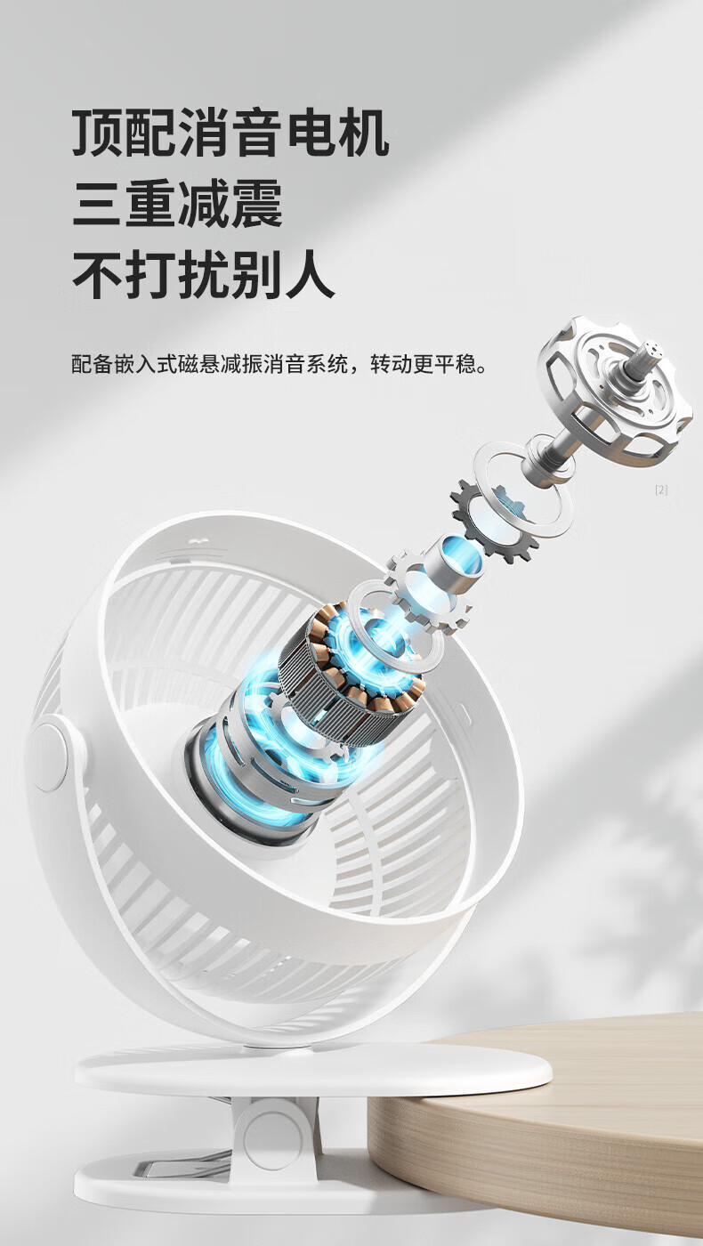 几素小风扇夹式桌面办公室学生宿舍床头usb充电风扇台式婴儿车风扇小电扇 FA18A（插电款）