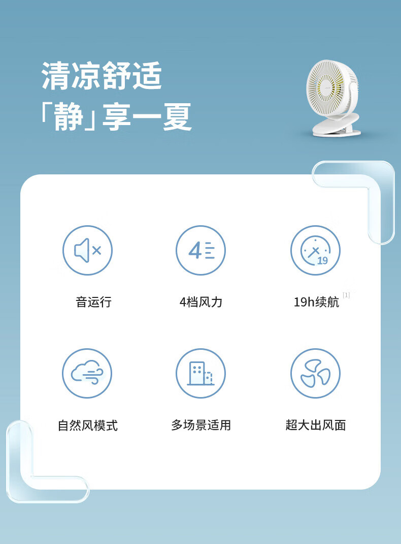 几素小风扇夹式桌面办公室学生宿舍床头usb充电风扇台式婴儿车风扇小电扇 FA18A（插电款）