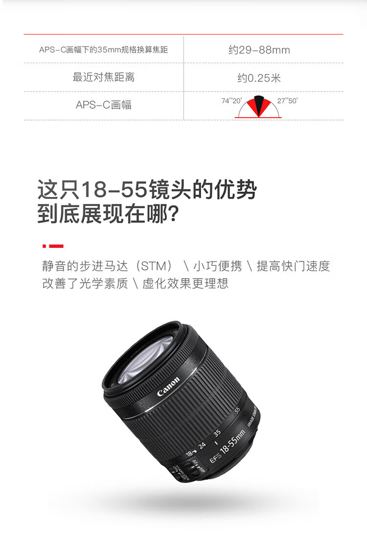 佳能（Canon）变焦镜头 广角 人像风光镜头 拆机镜头 EF-S 18-55 f/4-5.6