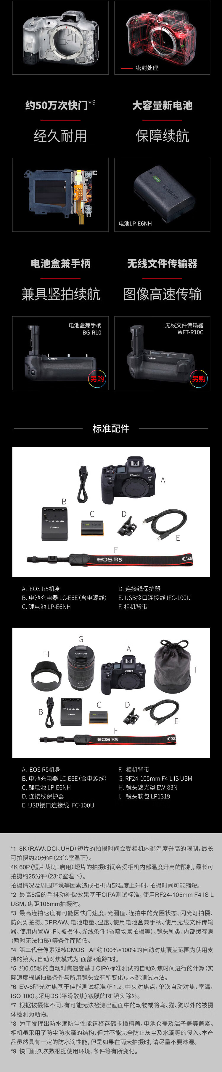 佳能（Canon）EOS R5 微单相机相机 全画幅微单 8K视频拍摄 佳能R5+大三元套装 标配