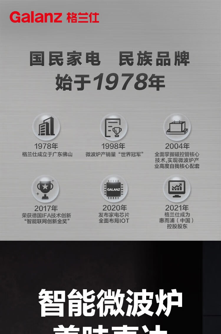 格兰仕（Galanz）微波炉N9W-SF20 20L全自动智能微波炉多功能旋钮操控