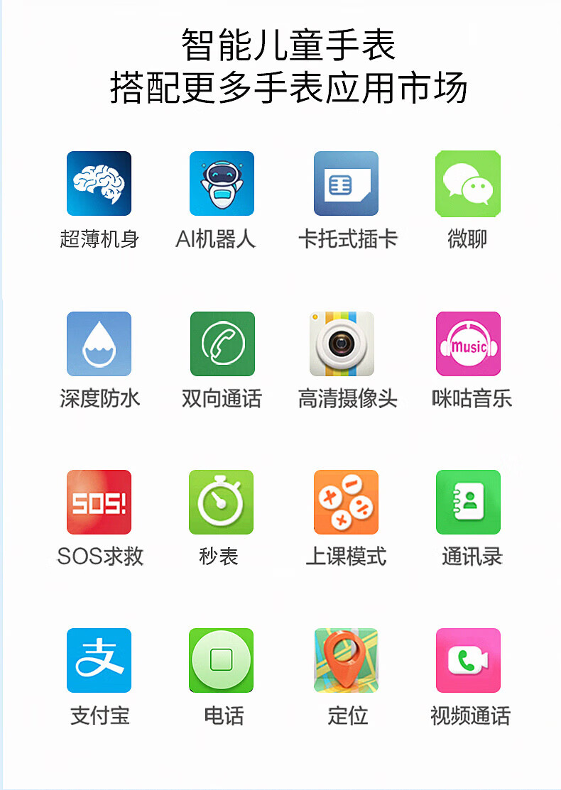 小霸王（SUBOR）T7全网通4G视频通话儿童防水智能电话手表 蓝色