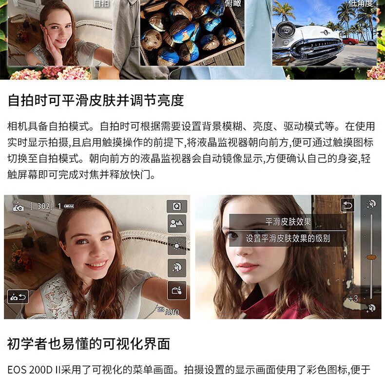 佳能（Canon）200D II 数码旅游vlog迷你单反 相机入门级 200D(18-55)二代白色套机 官方标配