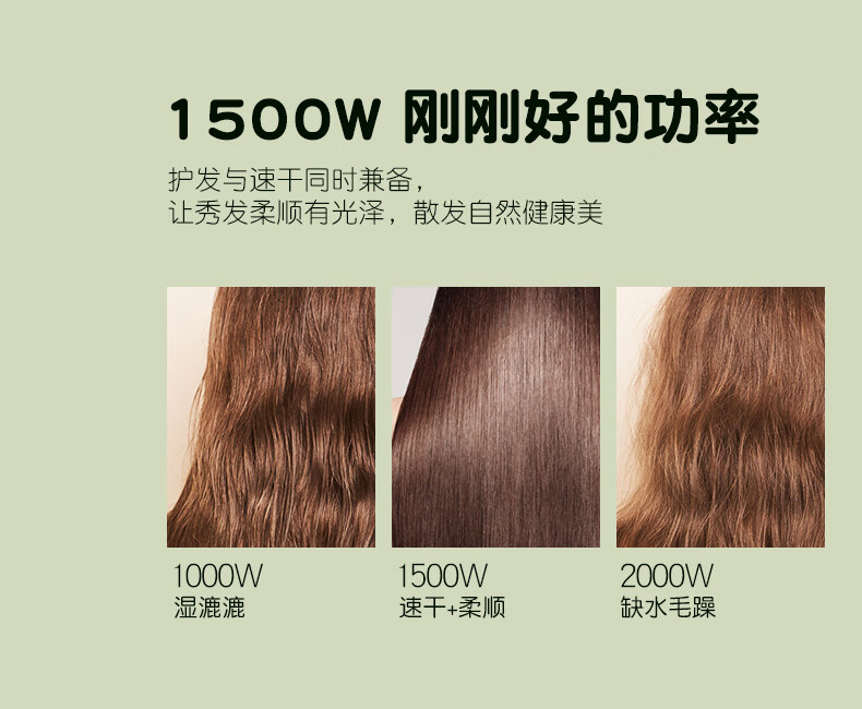 金稻（K·SKIN）负离子护发吹风机大功率家用电吹风筒KD318宿舍学生速干不伤发 绿色