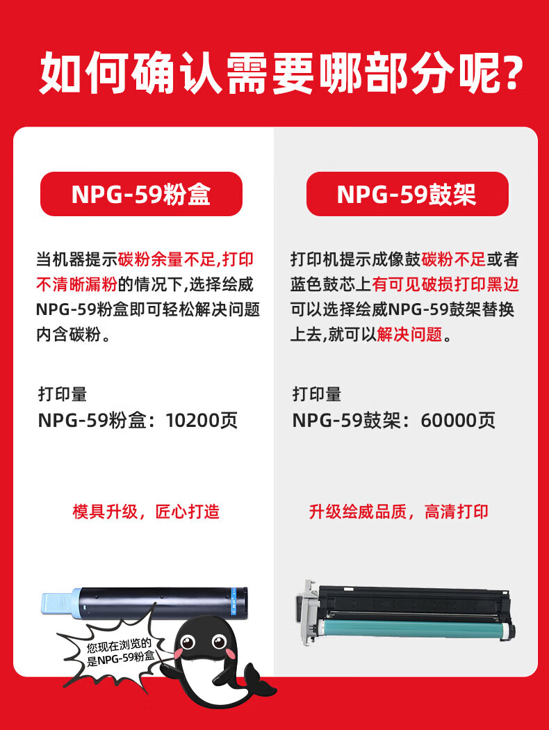 绘威  NPG-59粉盒 黑色 适用佳能Canon IR-2204L 2002L 2202 2202L 2202N/DN 2206 2206i 2206N 2206AD 1支装