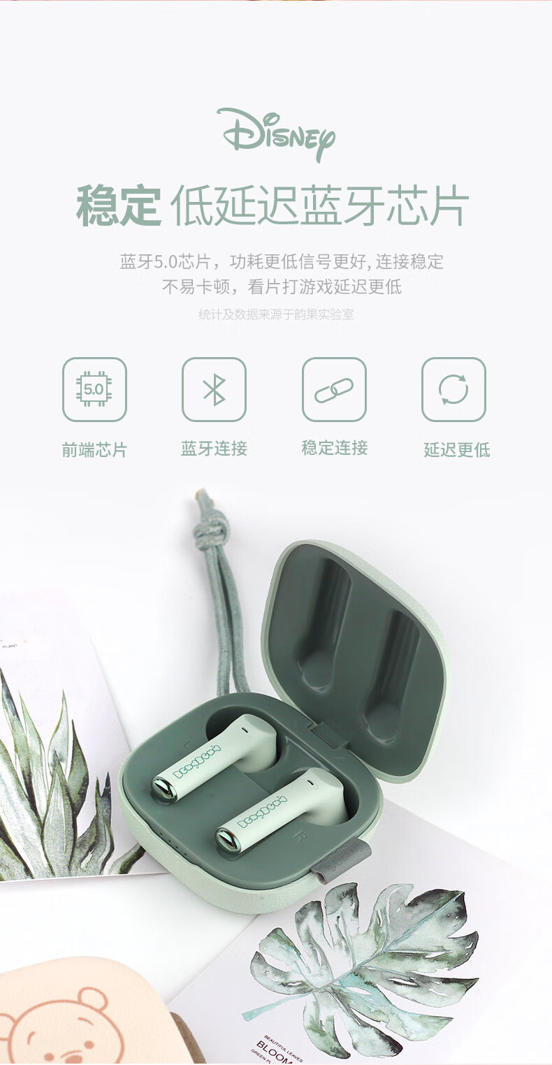 DISNEY迪士尼 lesspods草莓熊真无线迷你蓝牙运动耳机半入耳式高颜值适用于安卓苹果 草莓熊 CE-896V