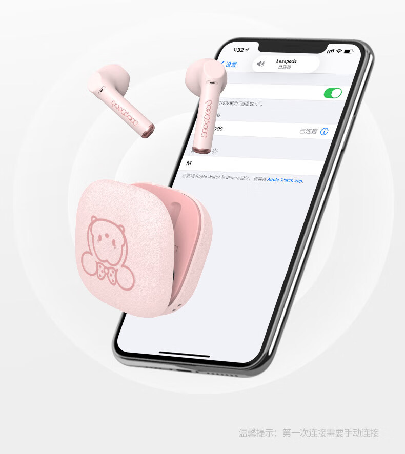 DISNEY迪士尼 lesspods草莓熊真无线迷你蓝牙运动耳机半入耳式高颜值适用于安卓苹果 草莓熊 CE-896V