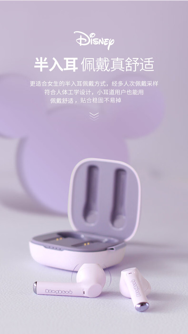 DISNEY迪士尼 lesspods草莓熊真无线迷你蓝牙运动耳机半入耳式高颜值适用于安卓苹果 草莓熊 CE-896V