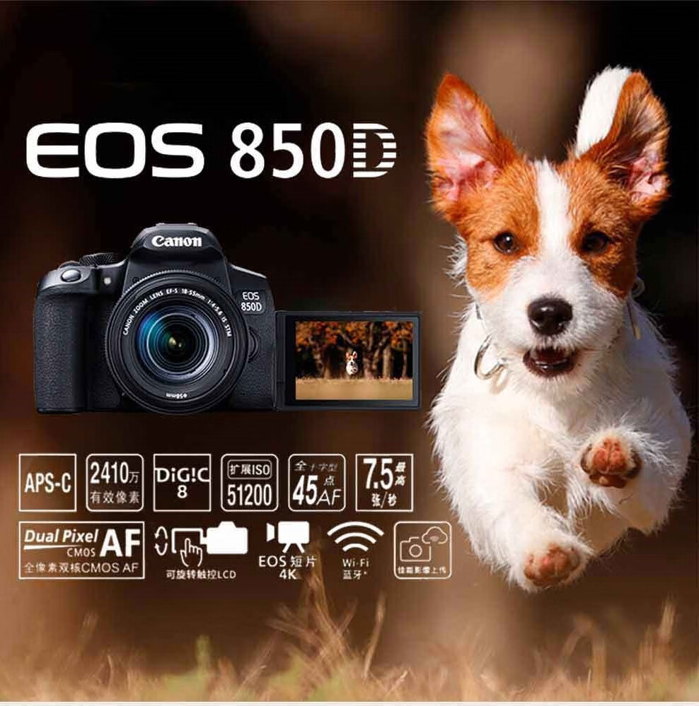 佳能（Canon）EOS 850D数码单反相机 4K高清拍摄vlog入门照相机 850d 18-135mm IS STM镜头套机 官方标配