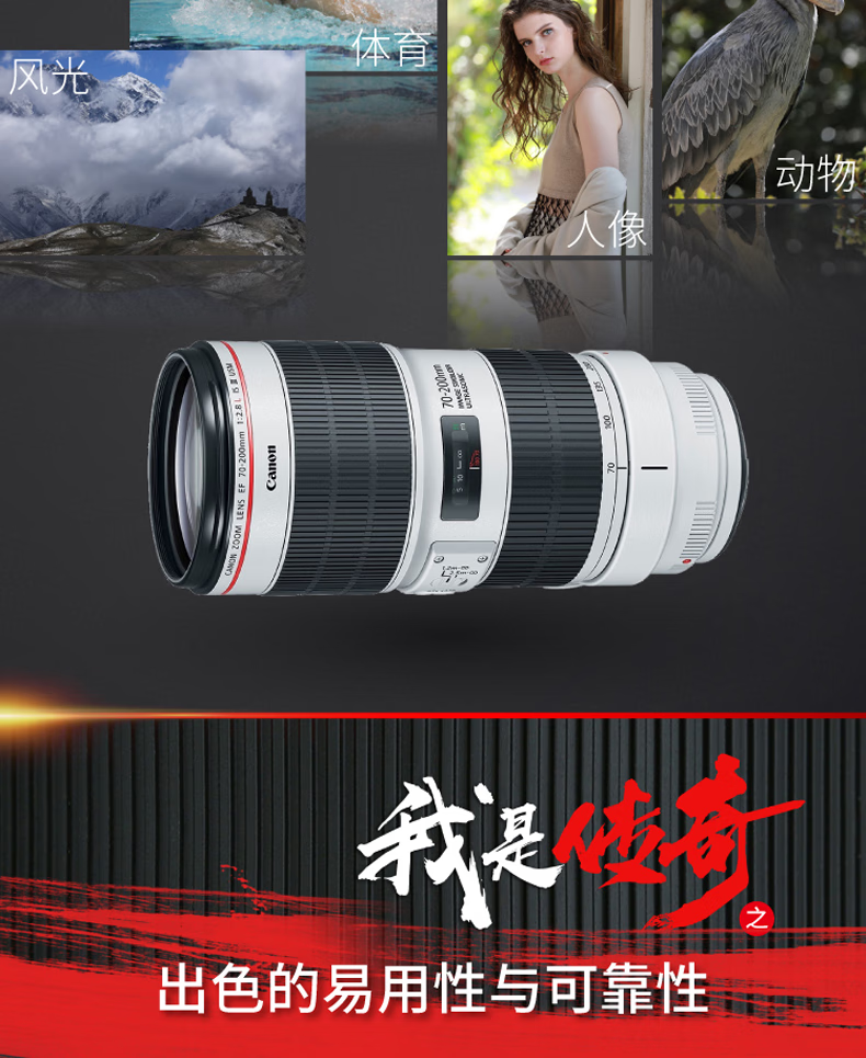 佳能（Canon）远摄变焦中长焦镜头 单反相机镜头打鸟 远景 超长焦 EF100-400mm IS II USM