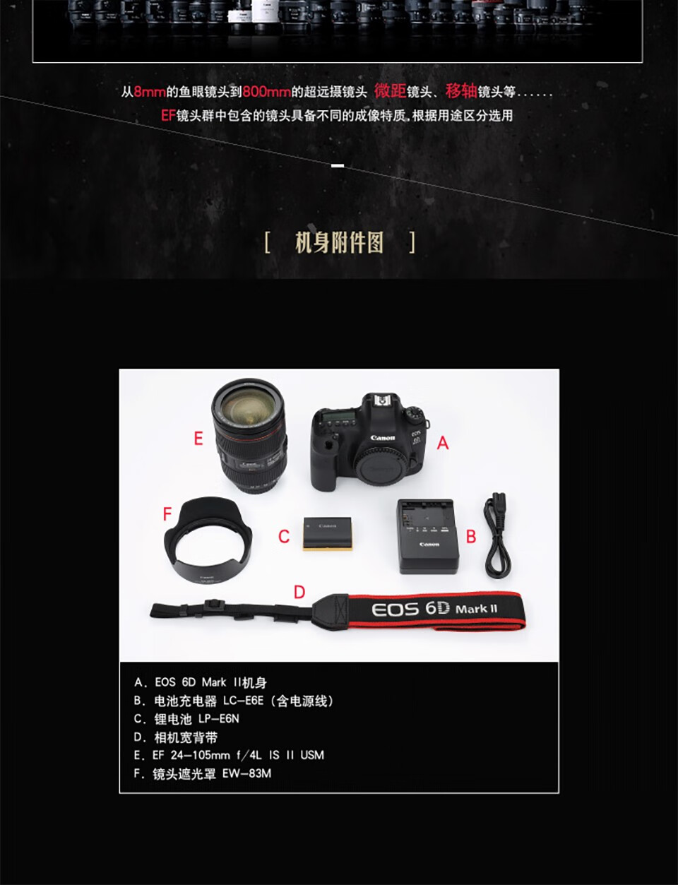 佳能（Canon）6D2专业级高级全新eos全画幅机身套机单反照相机 单反相机 EF24-70mm f2.8L II USM