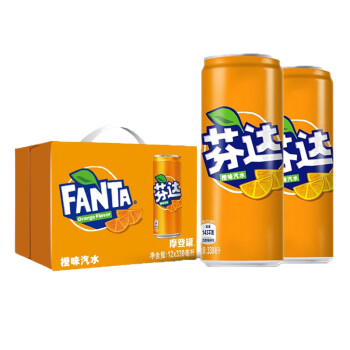 芬达零卡橙味碳酸饮料 CAN200ML*12/全纸包（SLEEK罐）