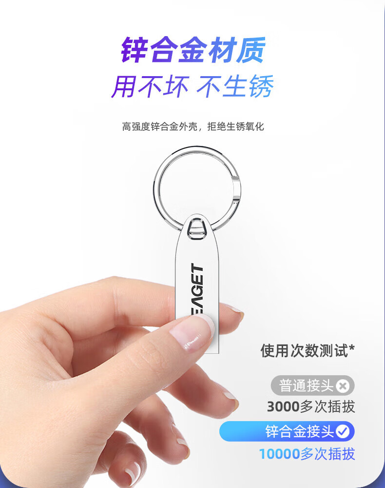 忆捷EAGET  U3 金属USB2.0简约U盘 商务办公学生优盘 64GB