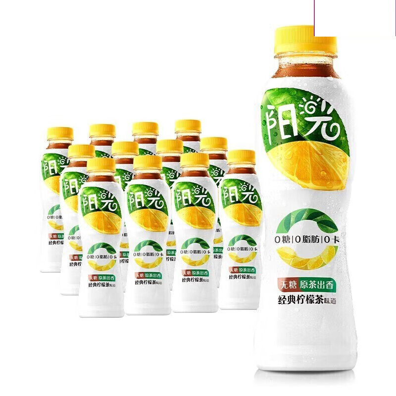 可口可乐 阳光无糖柠檬味茶饮料 500ML*12瓶全纸包 新老包装随机发货