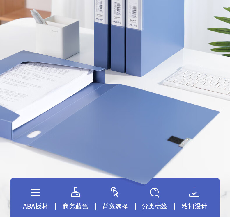 得力（deli）25mmA4塑料文件盒 档案盒 加厚资料盒 财务凭证考试收纳 5681