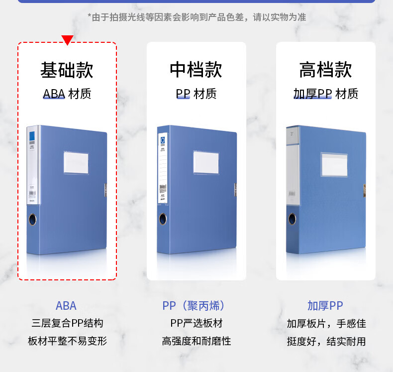 得力（deli）25mmA4塑料文件盒 档案盒 加厚资料盒 财务凭证考试收纳 5681