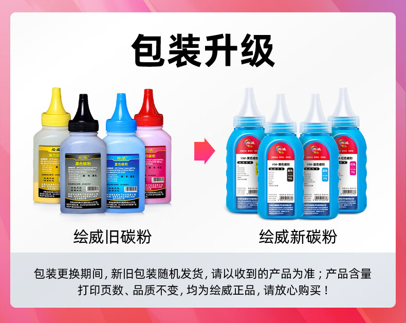 绘威CF400A四色碳粉套装 适用惠普HP CF400A CF410A CF500A CF510A CB540A CC530A佳能CRG-045 CRG-046墨粉