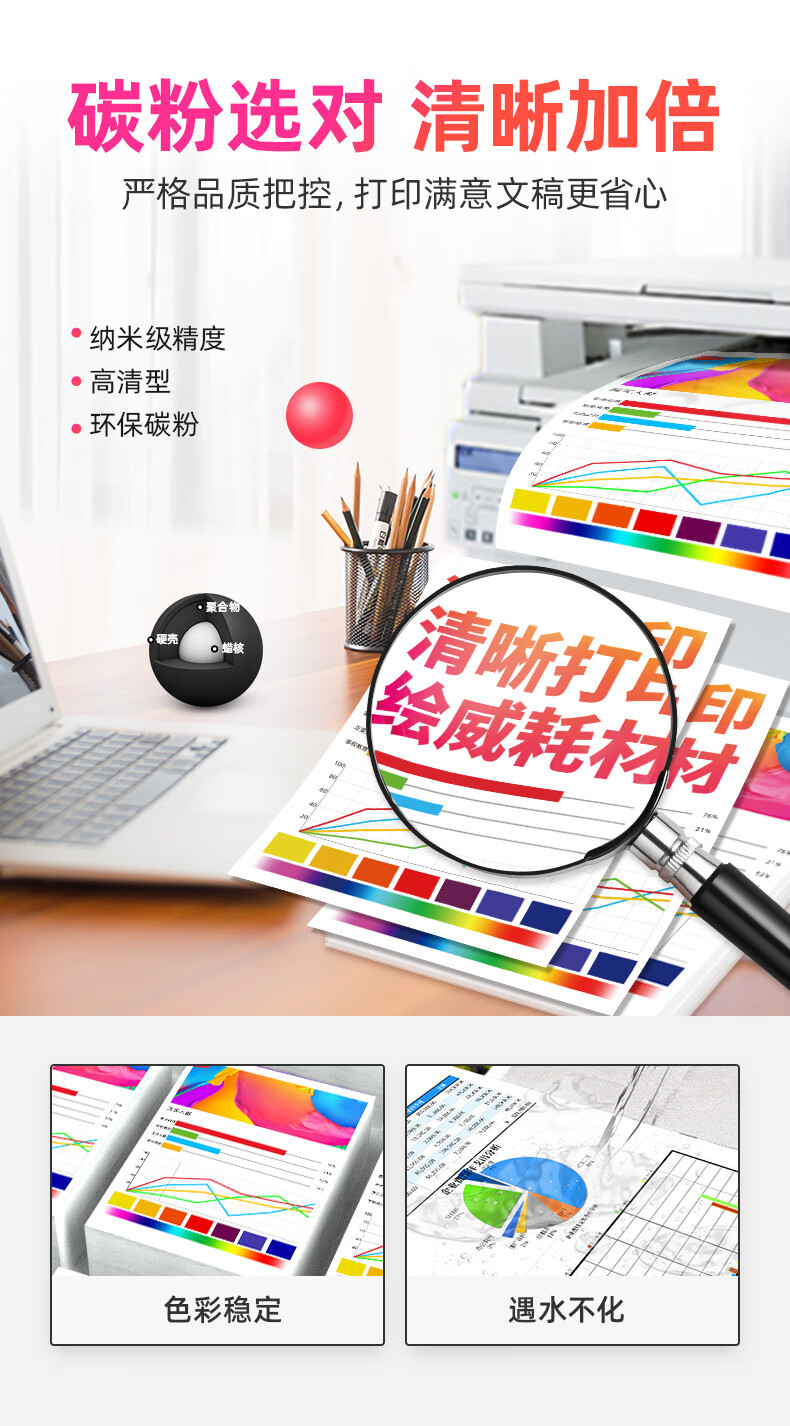 绘威CF400A四色碳粉套装 适用惠普HP CF400A CF410A CF500A CF510A CB540A CC530A佳能CRG-045 CRG-046墨粉
